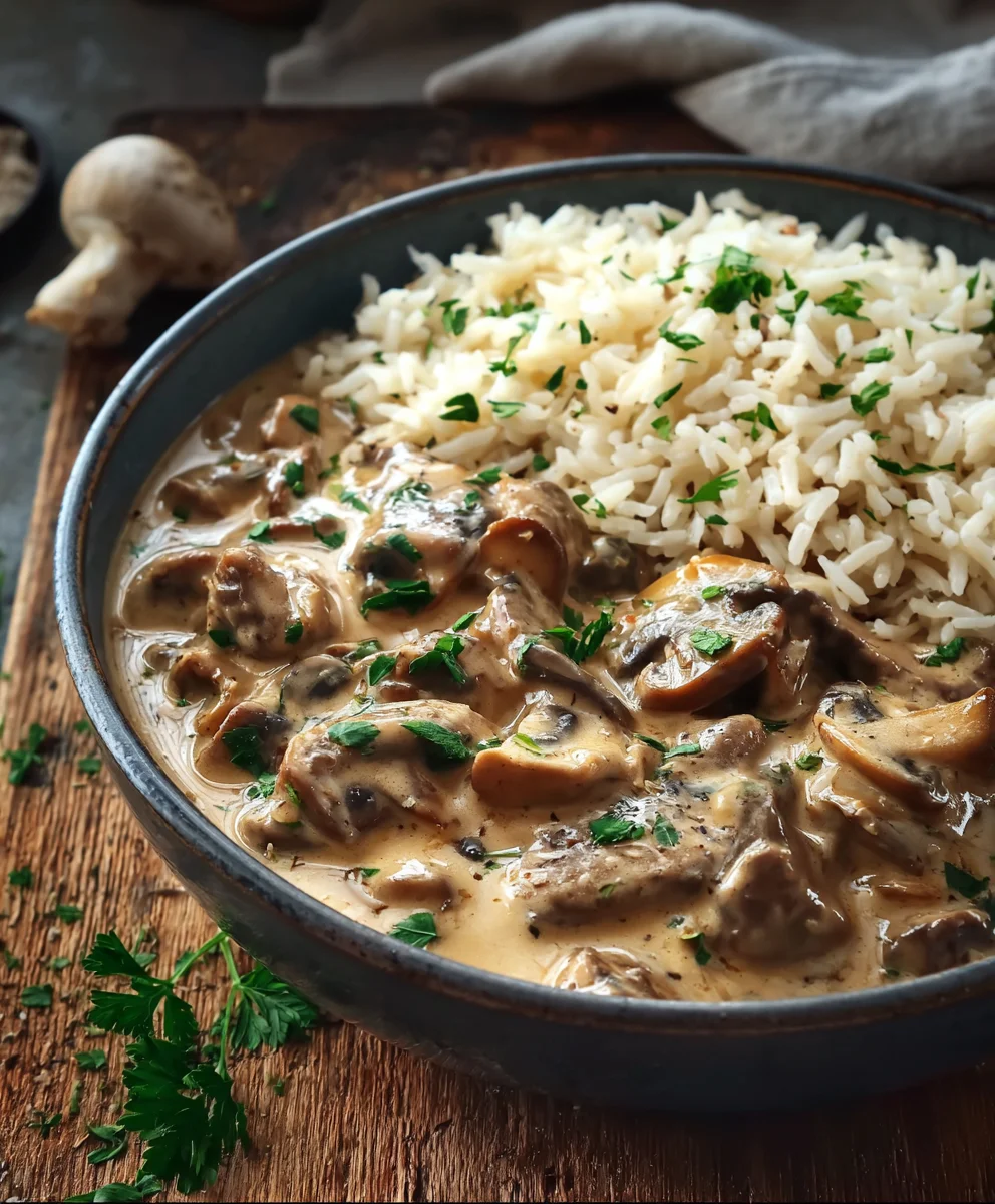 Bœuf Stroganoff Champignons & Riz Complet Facile