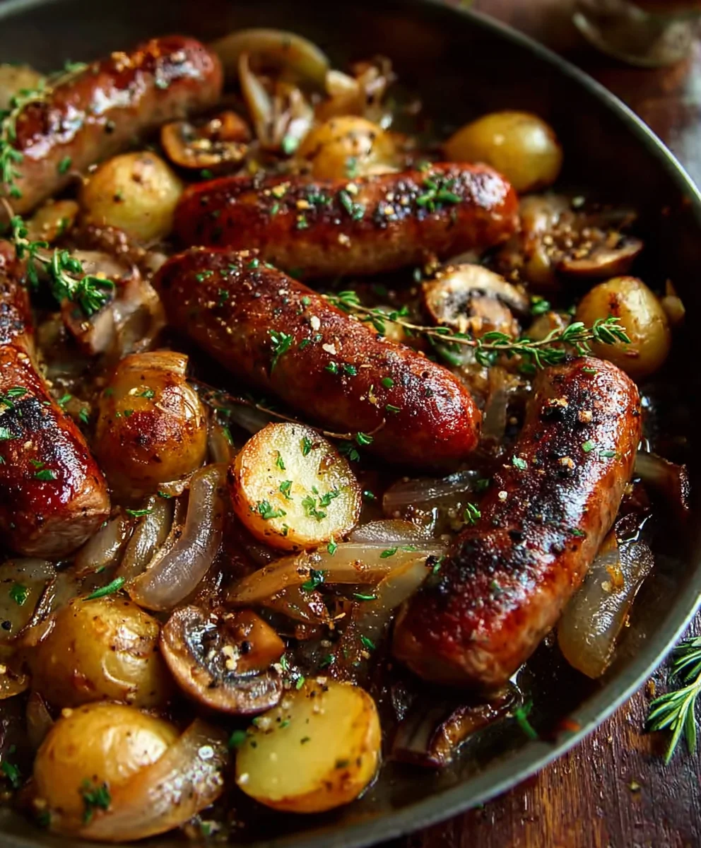 Saucisses & Pommes de Terre au Four, Champignons Facile