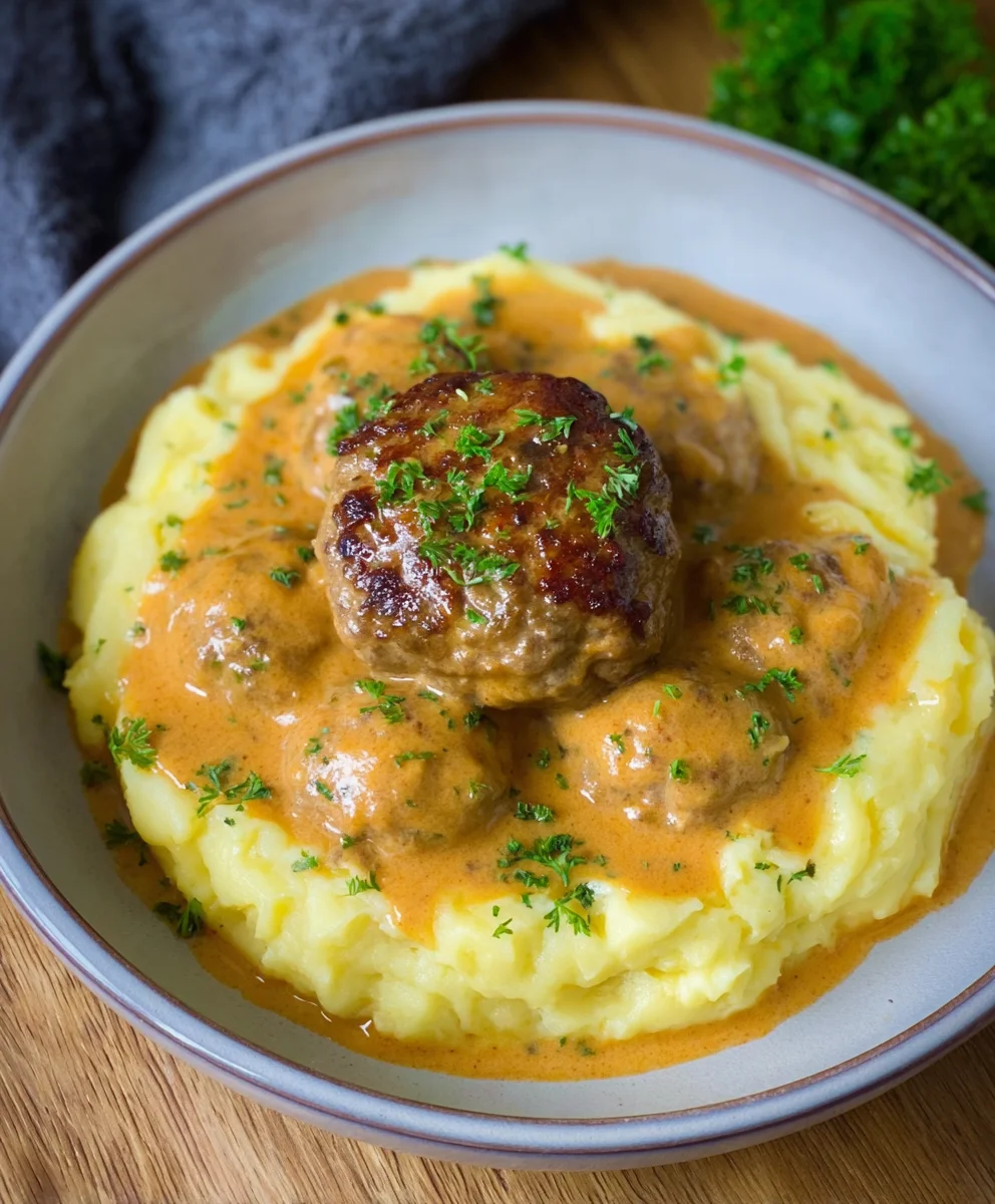 Boulettes de Bœuf Crémeuses, Purée : Recette Facile
